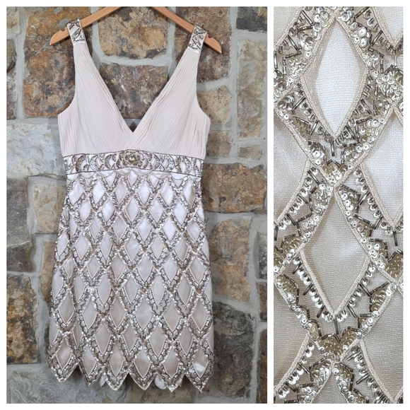 Sue Wong Beaded Embellished Pleated Dress